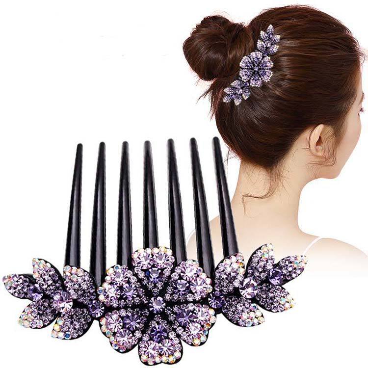 Cheap Bling Bling Rhinestone Hair Clip Comb Accessories Goody Updo Hair