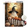 Frameless Pearl Painting Kit Halloween Witch Ghost Pumpkins Pattern DIY Shiny Bead Canvas Creative Leisure Craft Gift for Adults