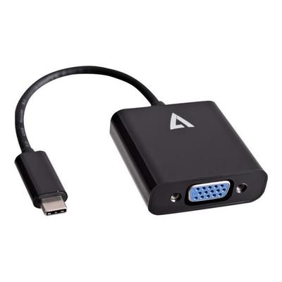 Video Adapter - V7 - Type C Male USB To HD-15 Female VGA - Black - Video Signal Transmitter