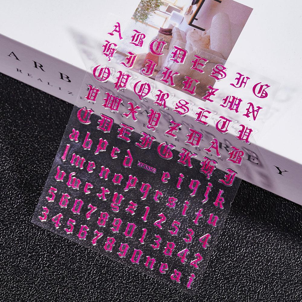 3D Adhesive-Backed Letter Manicure Decorative Sticker Fluorescent Yellow-Green Self-Adhesive Plastic Self-Adhesive Nail Sticker Nude