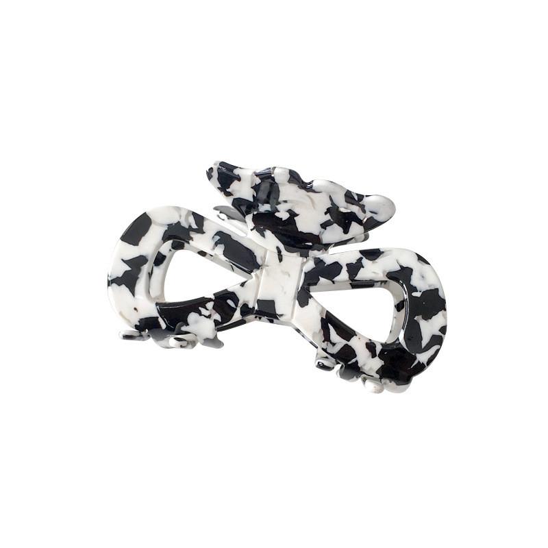 Fashionable Large Hollow Bow Hair Claw Clip For Women In Trendy Black And White Patterns