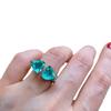 Stylish Love Shaped Women's Ring Luxury Paraiba Open Adjustable Ring Party Jewelry Anniversary Gift Engagement Ring