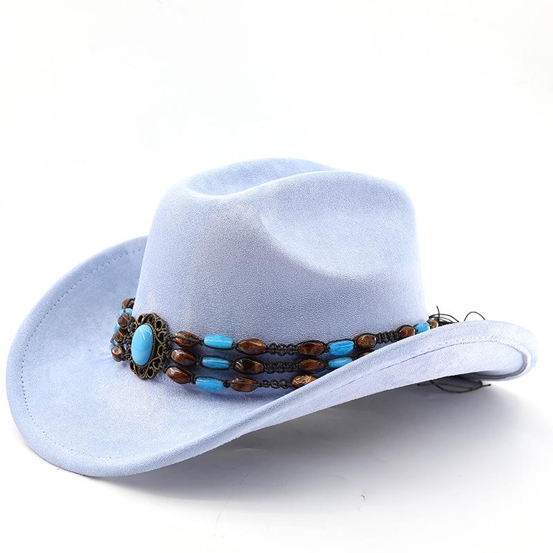 Suede Horse Riding Western Cowboy Hat For Men And Women Outdoor Travel Hat With Rolled Brim Ethnic Style Top Hat Felt Hat