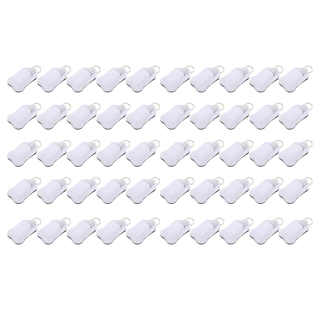 50pcs Empty Travel Bottles Keychain Holders Set Portable Travel Bottle Kit 30ml Reusable Bottle with Keychain Hook White