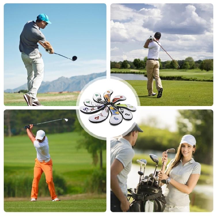 9pcs Golf Iron Head Protective Cover with Zipper Waterproof Golf Iron Head Cover Golf Accessories Gift for Golfers