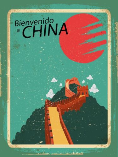 

China In Spanish Wall Plaque Vintage Metal SignAluminum 20x30cm（7.8x11.8inch）