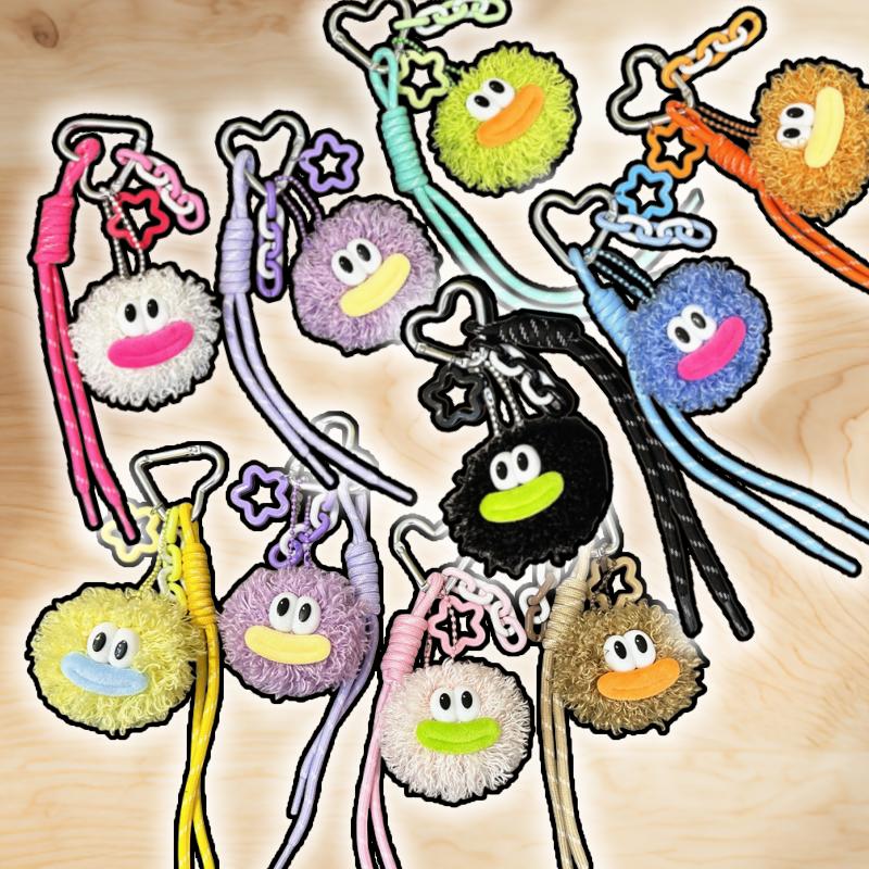 Miu Series Style Bag Pendant Cute Cartoon Plush Doll Keychain Ugly Cute Doll Schoolbag Woven Rope Mobile Phone Pendant