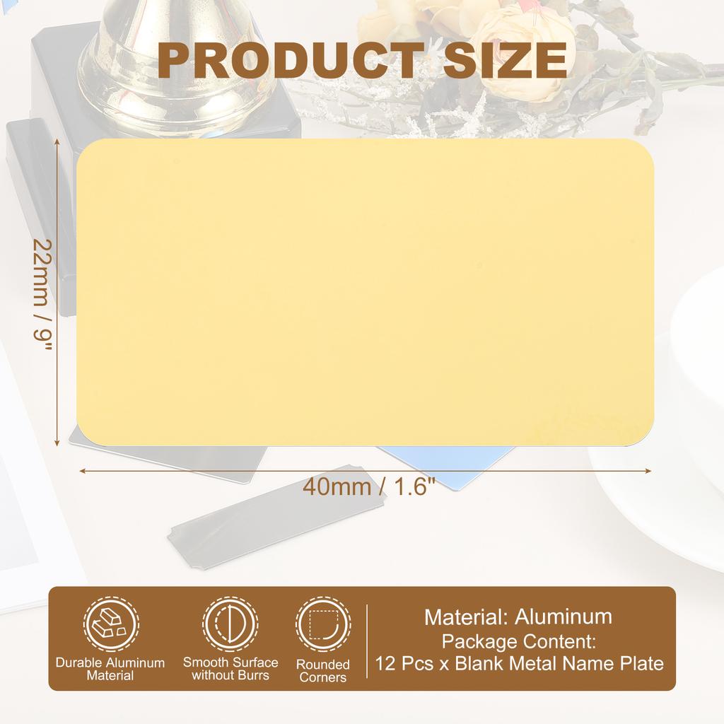 6/12Pcs Blank Engraved Metal Name Plates Laser Strong Adhesive Nameplate Anodized Aluminium Custom Blank Plates Bussness Cards