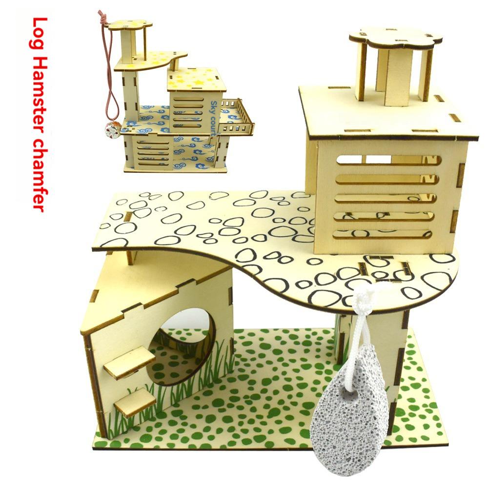 Hamster Chamfer Minipet Toy Tree Nest Ladder Fence Springboard Platform Building Basic Cage Villa