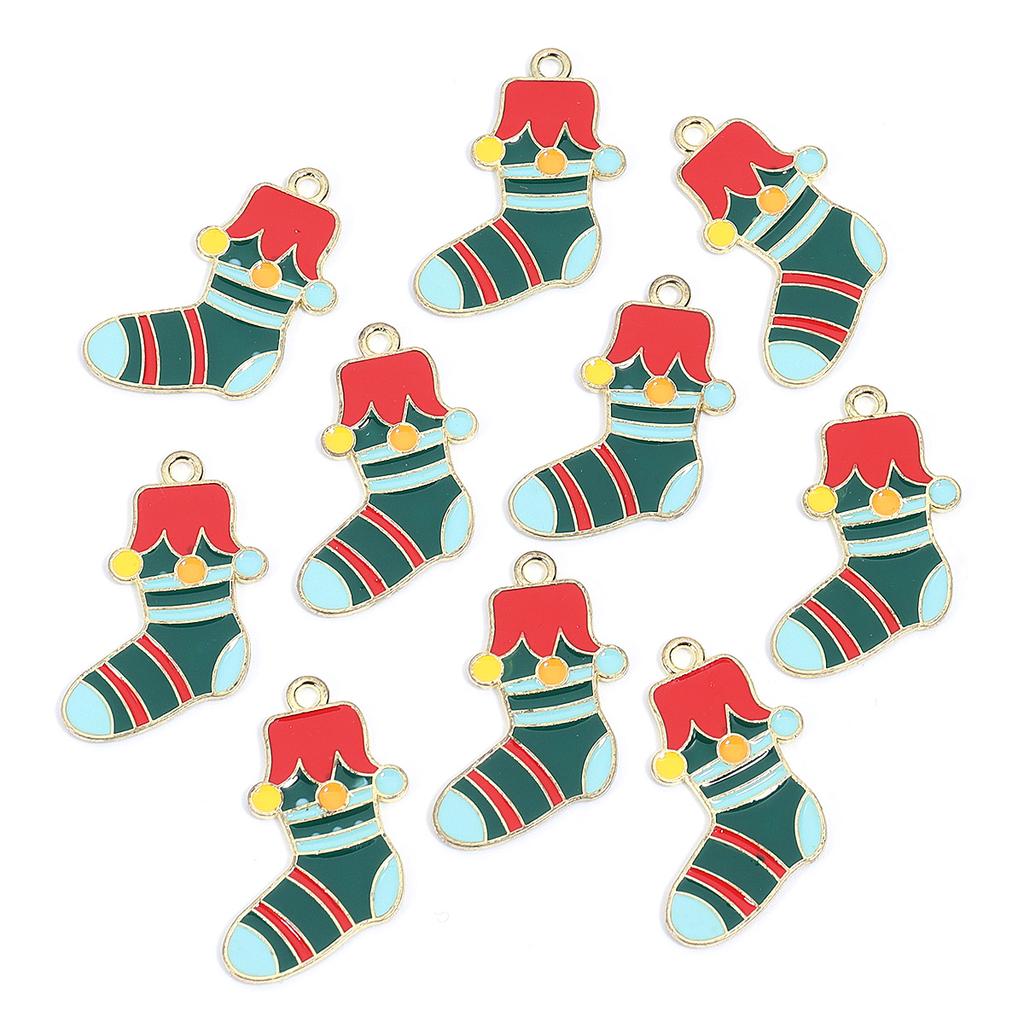 10-20pcs/lot Christmas Series Alloy Enamel Cute Pendant Santa Claus Elk Snowman Shape Charms For DIY Bracelet Necklace Accessory
