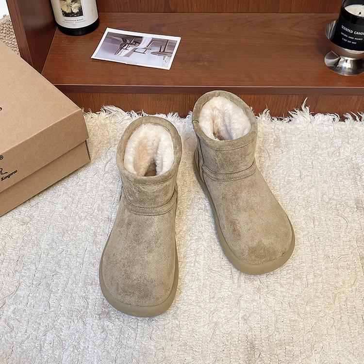 Dam Snökängor Varma Plysch Slip-on Enfärgade Mode Dam Ankelkänga Dam Vinter Bekväma Skor Halkfria