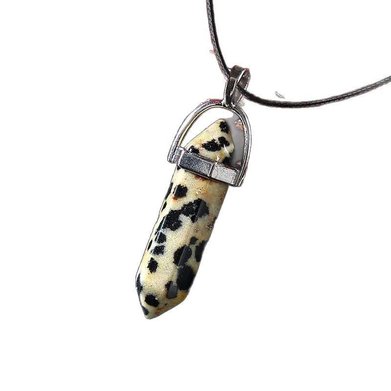 Stylish Hexagonal Crystal Gemstone Pendant Necklace with Gold Cap