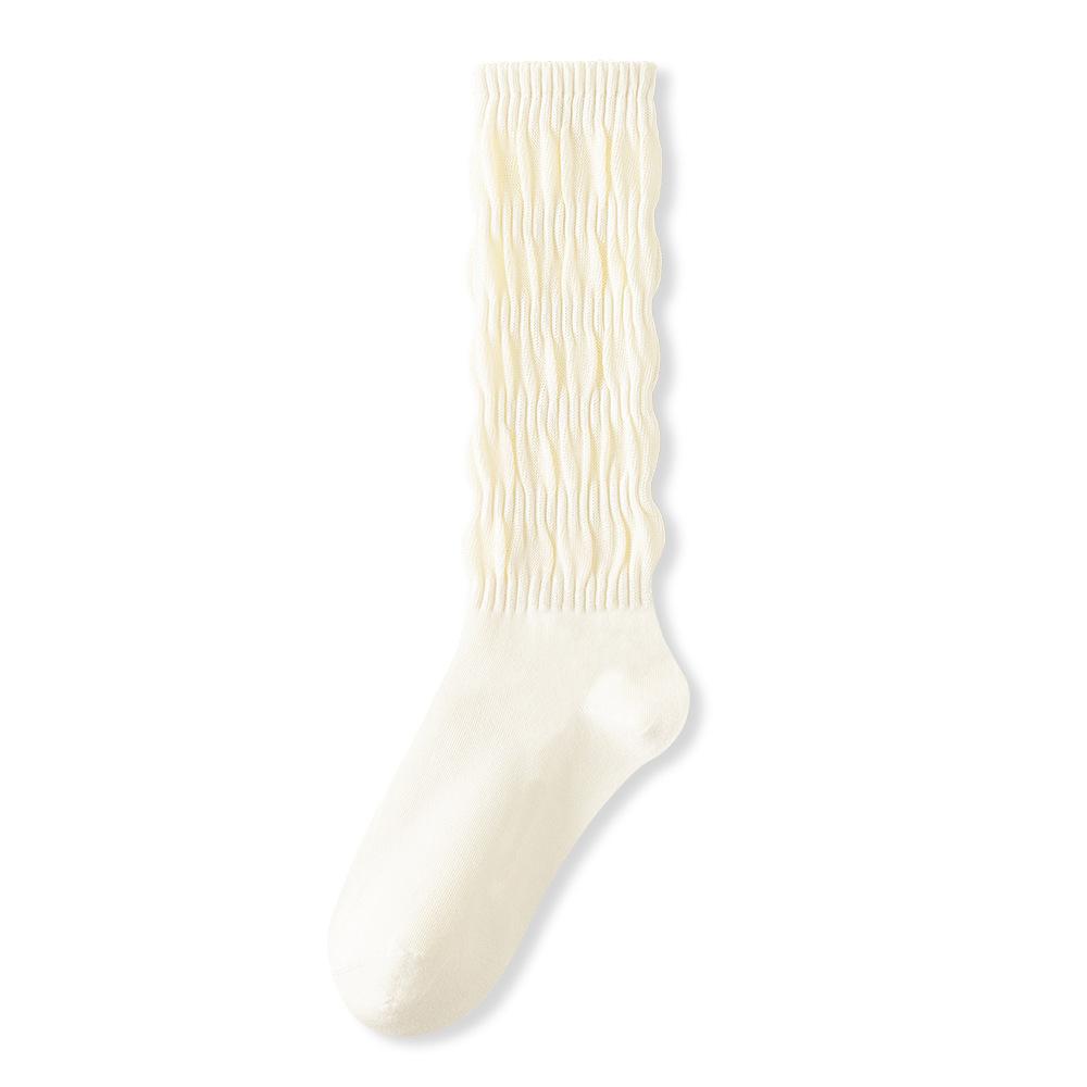 

Female Spring and Autumn Anti Bacterial Sweat Absorption Retro Tube Stack Socks 1 pair білий