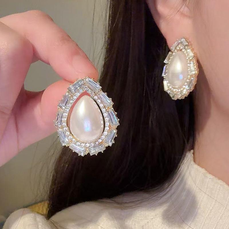 Silver Needle Pearl Flower Tassel Earrings - Women's Trendy All-Match Jewelry