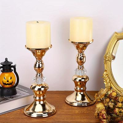 1 Stück Eisen Kerzenständer Römische Säule Vintage Metall Säulenkerzenhalter Elegante Kristall Kerzenständer Heimdekoration