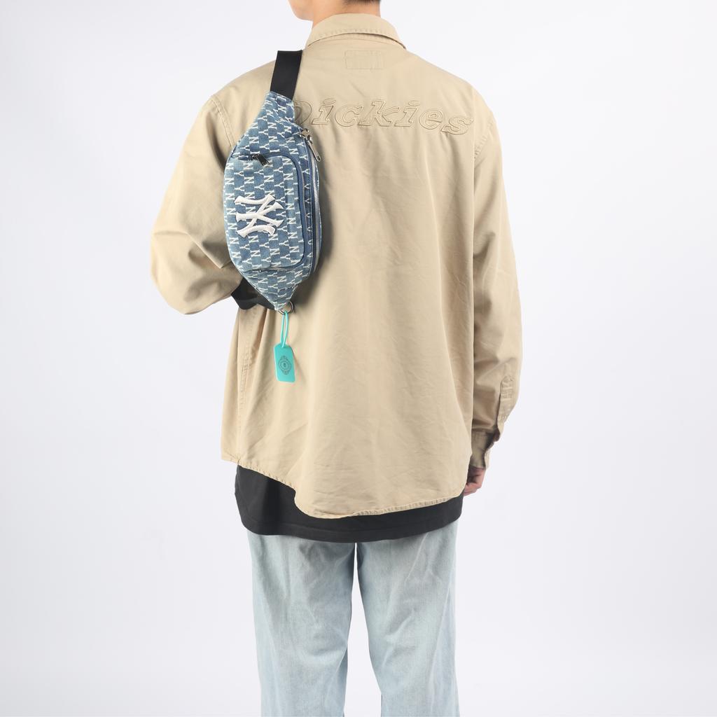 New MLB Monogram Collection Cotton Crossbody Bag, Fanny Pack Unisex Denim Blue 32BGCD011-50U