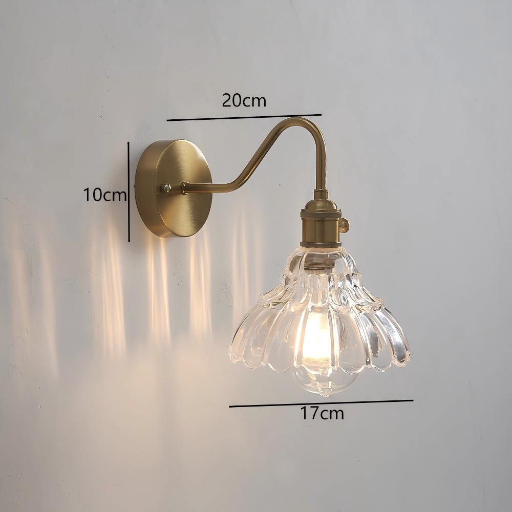 Japanese Retro Floral Glass Wall Lamps Modern Simple Bedroom Study Bedside Lamp for Led Mirror Light with Adjustable Wall Sconce