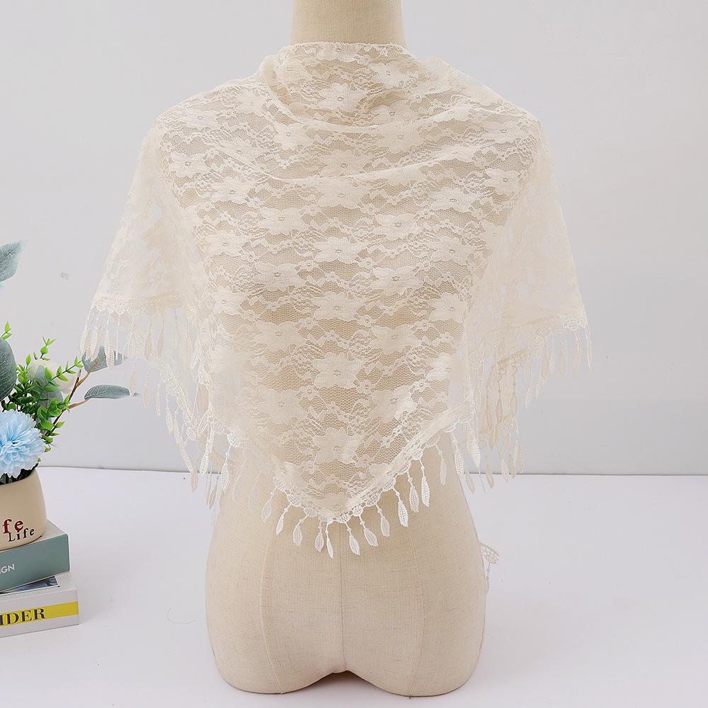 Women Rose Lace Veil Scarf Bandana Church Prayer Wedding Mantilla Chapel White Embroidered Hijab Women Scarves