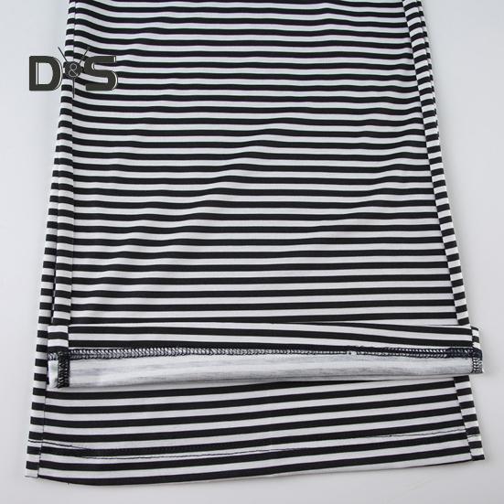 Women Casual Pants Straight Wide Leg Striped Print Long Trousers Adjustable Waist Strap Loose Fit Lounge Pants