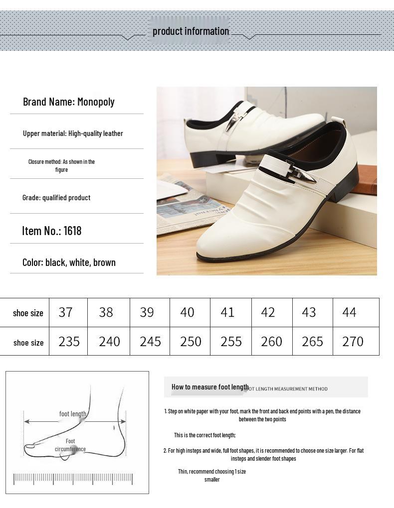 Men's White Leather Slip-On Shoes - Casual Wedding & Summer Formal Shoes, Youth Korean Style
