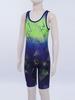 Boys Cycling Workout Bodysuit: U Neck Sleeveless Geometric Print Singlet for Wrestling Exercise Training