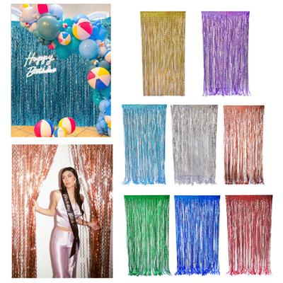10 ks Fringe Curtain Kovové pozlátko Fólie Fringe Curtain Background Opakovaně použitelné třpytivé vlnité pozlátkové pozadí na oslavy Narozeniny Rekvizity fotobudky