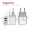 PD 25W 5V/5A 9V/2.8A 12V/2.1A תקע EU/US אור LED 2 יציאות USB מתאם מטען קיר טעינה מהירה QC 3.0 טלפון נייד
