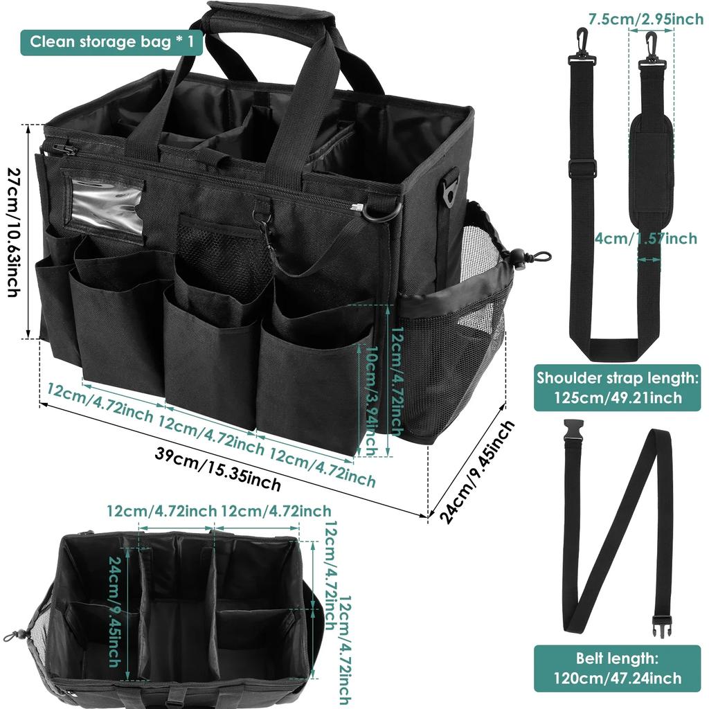 Borsa Caddy per Pulizie in Nylon Resistente agli Strappi Organizer per Attrezzi per la Pulizia con Tracolla Grande Capacità Borsa per Prodotti per la Pulizia