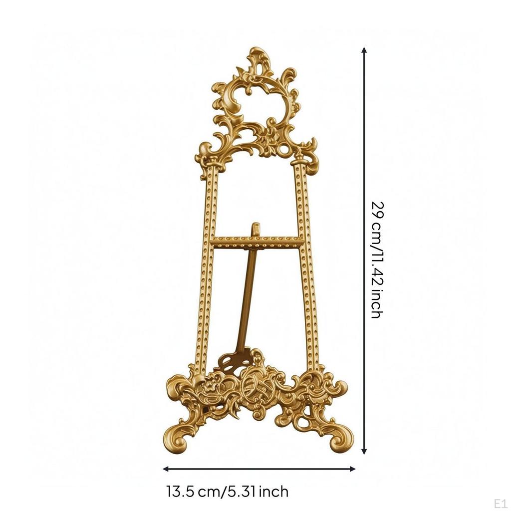 Ornate Brass Easel Pierced Scrollwork Display Rack Arched Top Stand