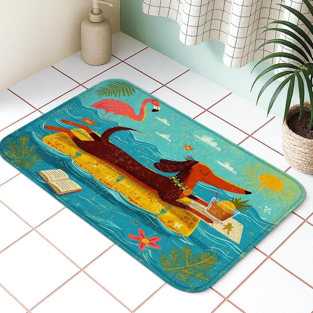 Tropical Beach Flamingo Seahorse Ocean Print Rug Runner Mat Nautical Coastal Style Home Decor Area Rug