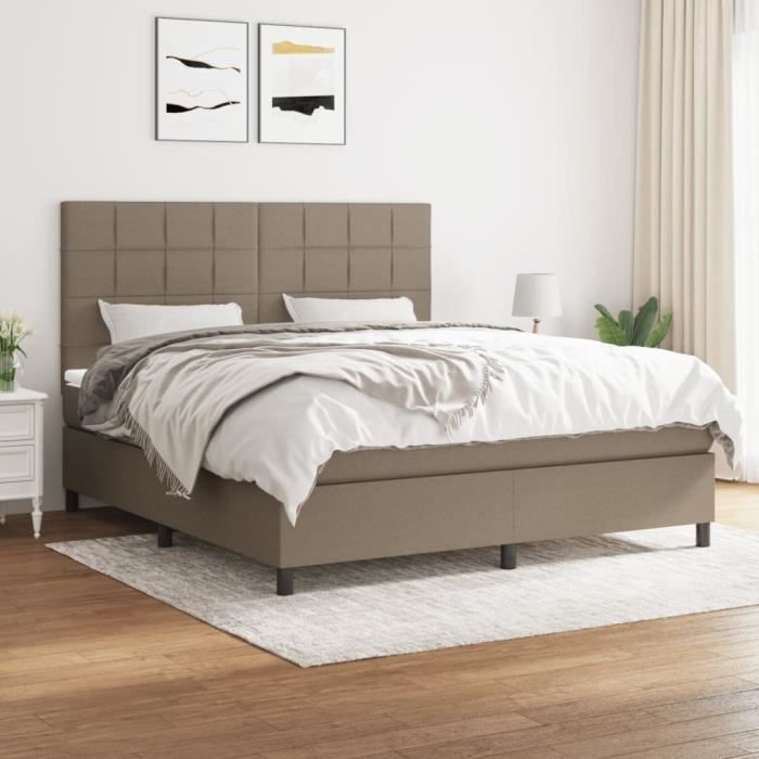 3141797 vidaXL Divan Bed with Mattress Taupe 180x200 Cm Fabric