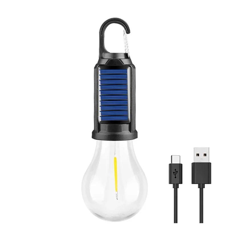 Outdoor Solar Powered LED Lamp Bulbs USB Charging Camping Light Portable Night Lights Waterproof Flashlight Fishing Essentials