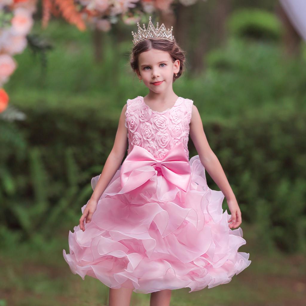 Children's Wedding Dress Big Children's Dress Girl's Flower Girl Rose Princess Dress in Stock
