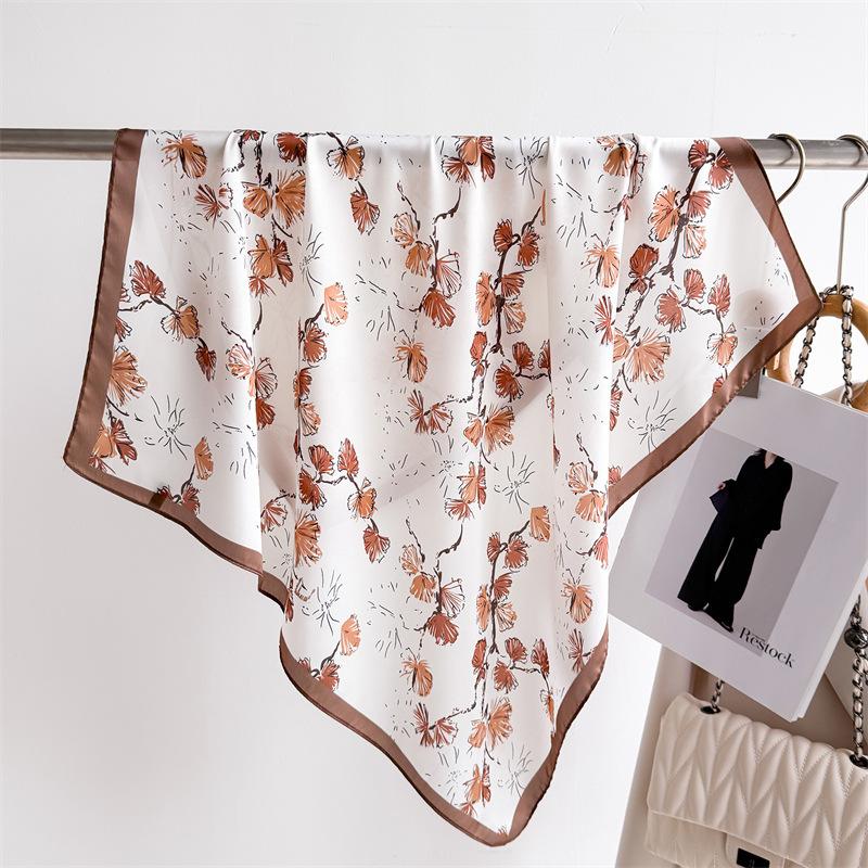 Luxury  Printed Scarves Women'S Silk Scarf Spring And Summer Floral Decorations Small Neckties Hairbands Bags