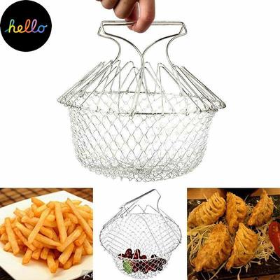 Faltbares Steam Rinse Strain Fry Chef Basket Strainer Net Cooking Tool
