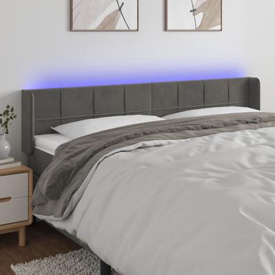 Vidaxl Bed Headboard with LED, Dark Grey, 183X16X78/88 Cm, Velvet
