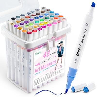 Ohuhu Illustration 47 48 Triangular Art Supplies Set with Blender Set A Markers, Colors, Markers, Professional/Beginner Grade, Thick/Fine,