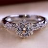 Bague Florale Vintage en Pierre Blanche Taille Ronde Fiancée Fiançailles Alliance Taille de Bague 5-11