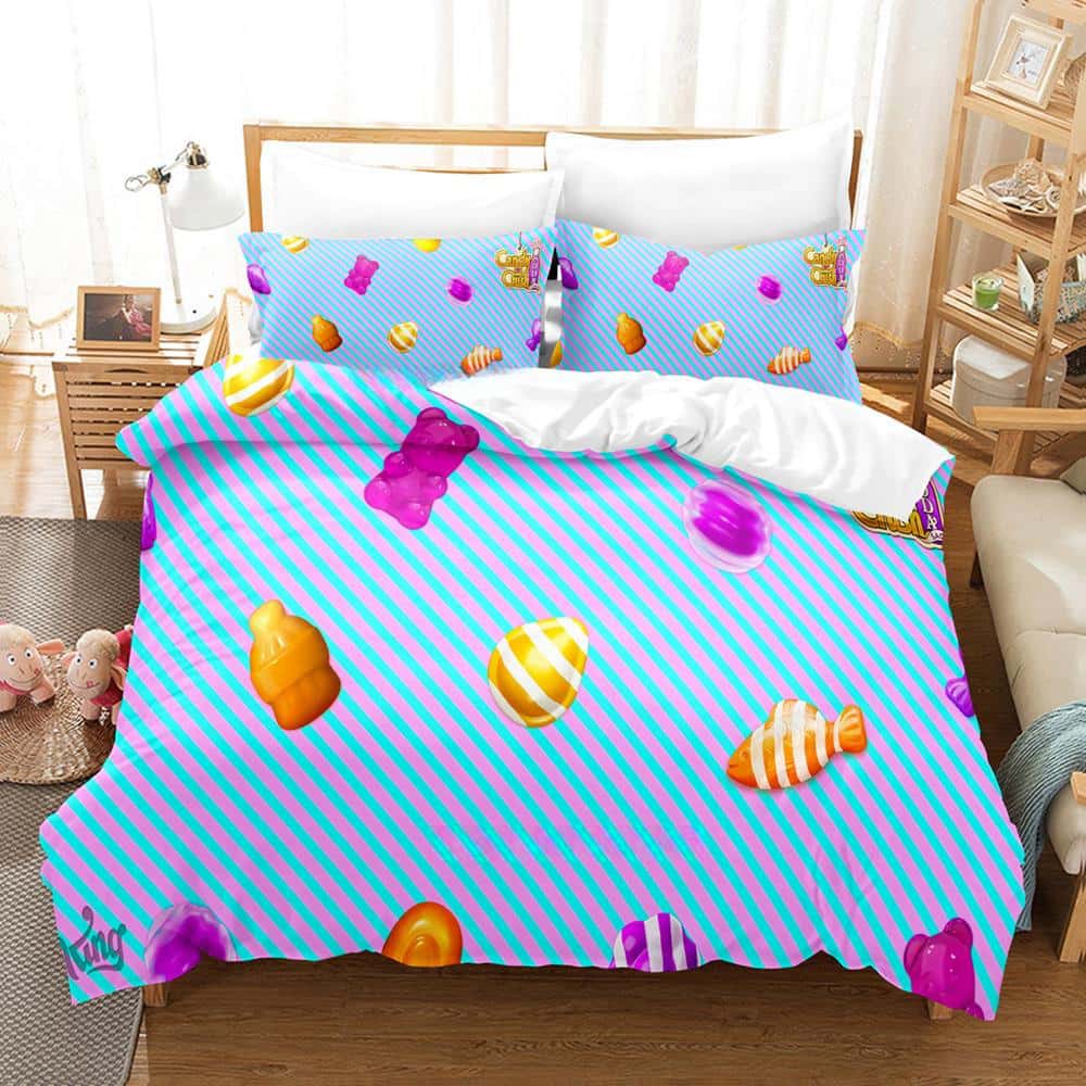 Játék Candy Crush Soda Saga Ágynemű Szett Egyágyas Kétágyas Teljes Queen King Méretű Ágyszett Felnőtt Gyerek Hálószoba Paplanhuzat Szettek Lakástextil