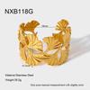 INS Vintage Classic Wide Side Geometric Ginkgo Flower Opening Bracelet 18K Gold Plated Stainless Steel Bracelet Jewelry