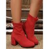 Slim Suede High-heeled Fashion Boots 2025 Winter New Plus-size Thick Heel Stretch Skinny Boots for Women