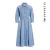 ELLASSAY Retro Denim Lace Patchwork A-line Dress