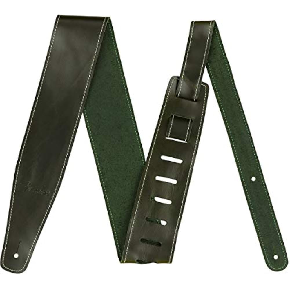 Fender Strap Broken-In Leather Strap, Green 2.5