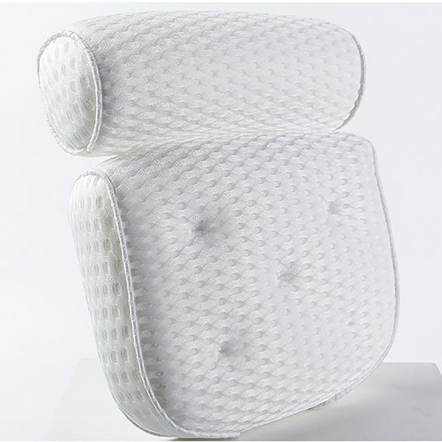 

Bath pillow with 4D breathable mesh and 7 suction cups to help support the head, back, shoulders and neck, suitable for all bath білий