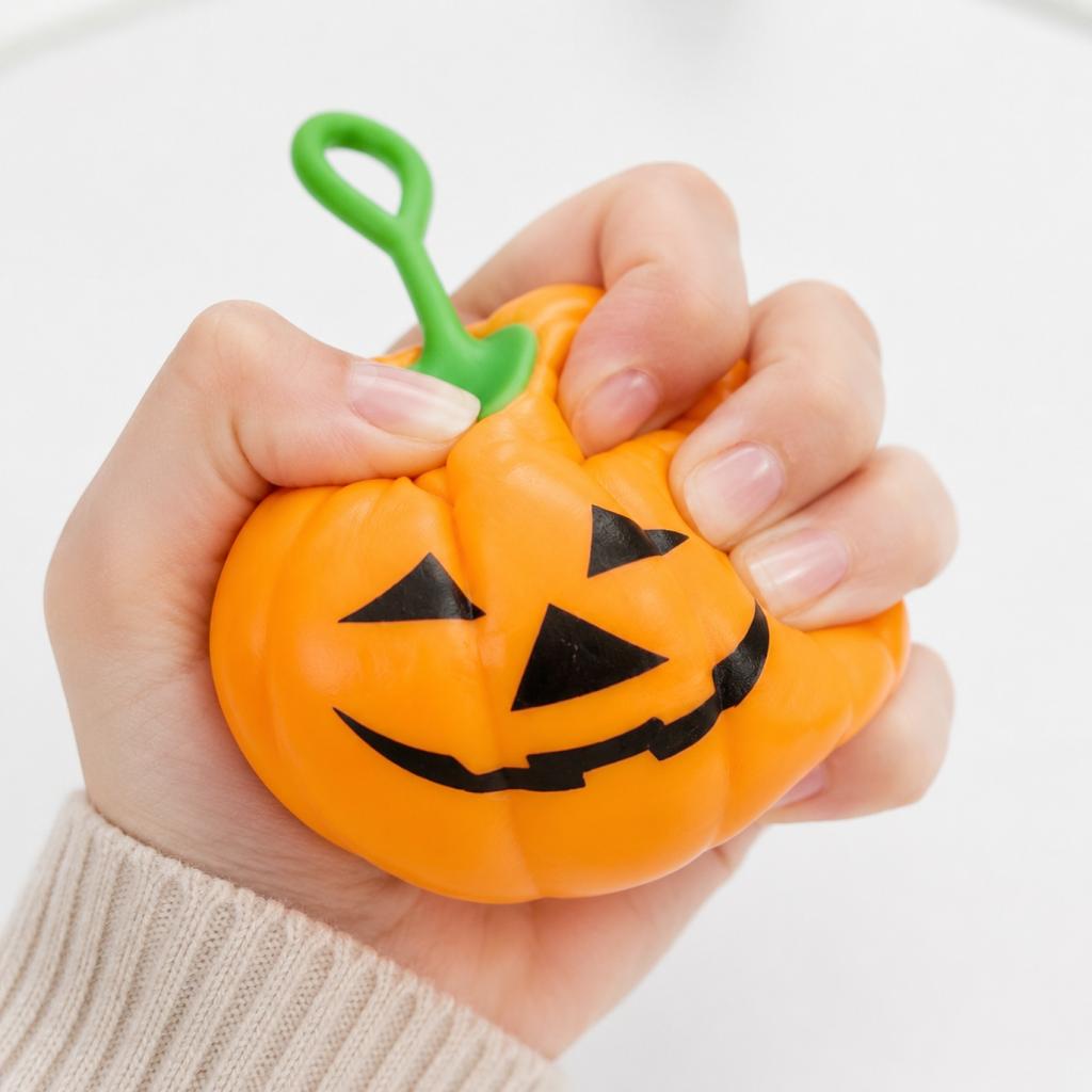 Slow Rebound Pumpkin Shaped Stress Relief Toy with Funny Scary Face for Adults and Children Halloween Theme Squeeze Decoration
