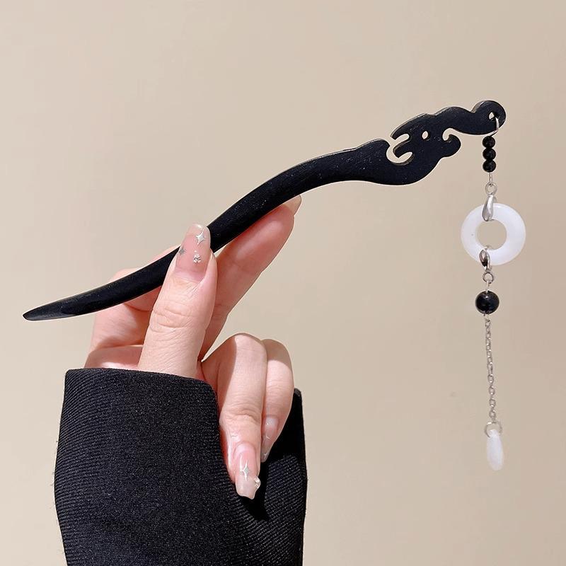 Elegancka spinka do włosów Hanfu z kwiatem: Wysokiej klasy potrząsanie krokami z frędzlami do upięcia