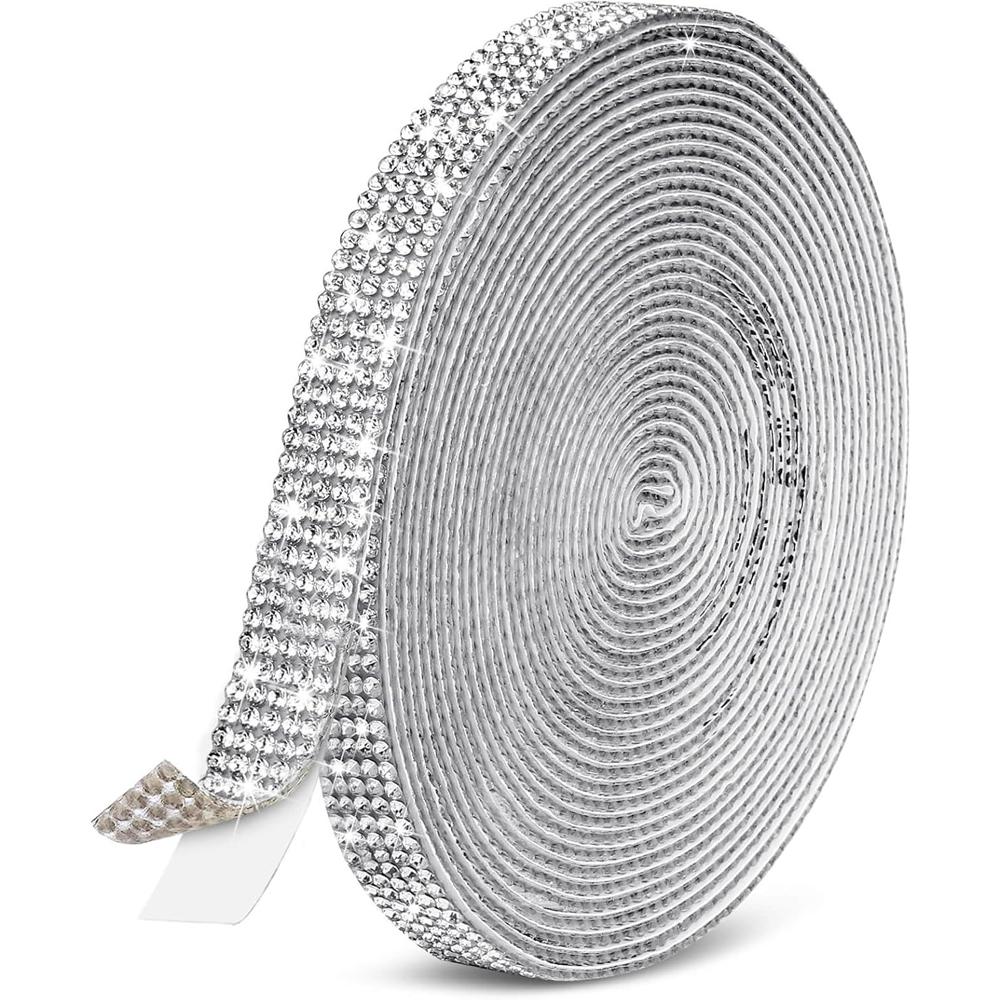 

Самоклеящиеся ленты из стразов, серебристые полоски из стразов, лента из стразов с кристаллами бриллиантов в рулоне, наклейки, блестящая лента 1 Yard серебряный