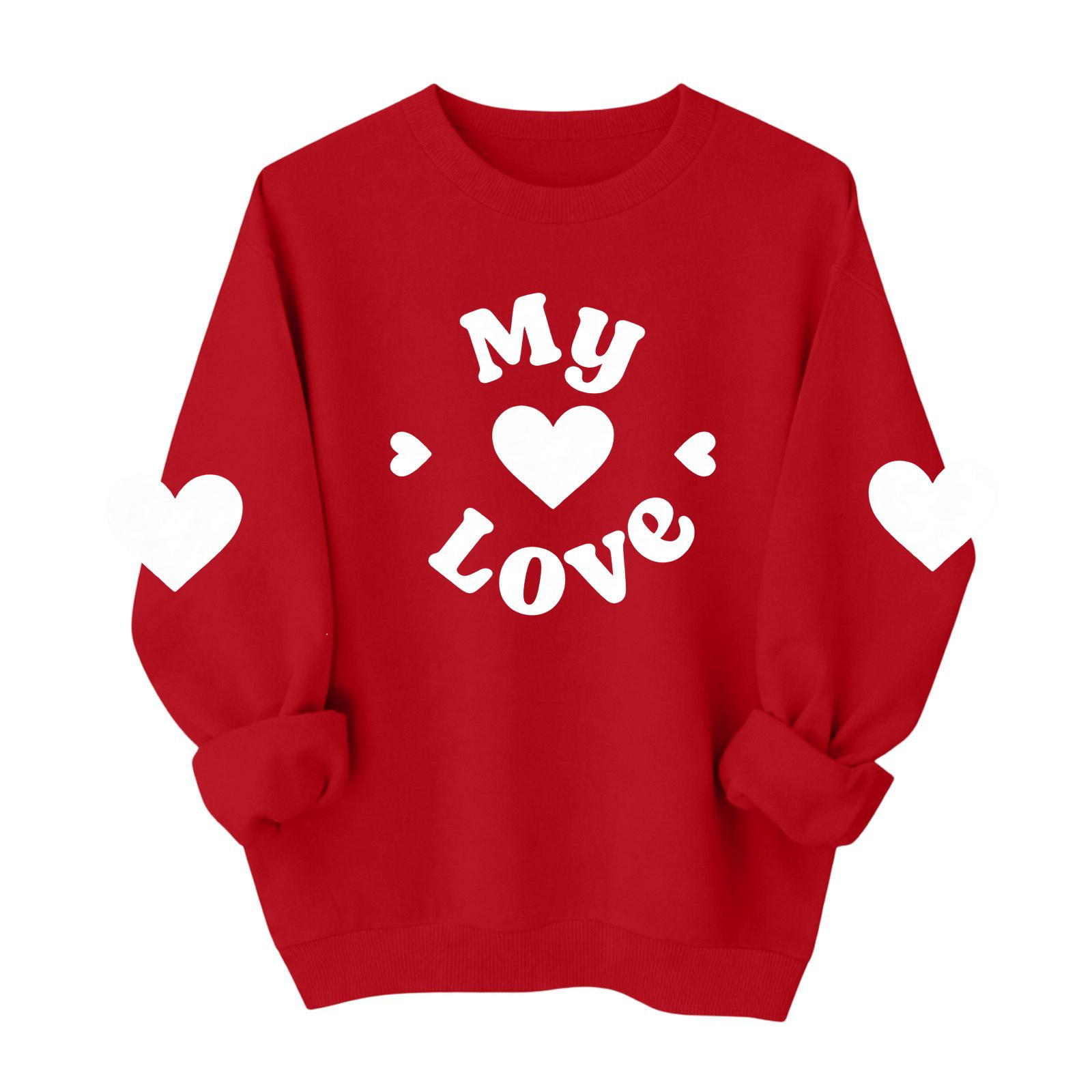 

Свитшоты на День святого Валентина для женщин, пуловер с графикой сердца любви, с круглым вырезом, с длинными рукавами, свитшот на День святого Валентина M красный