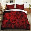 Red Rose Duvet Cover Set Full Size Microfiber Red Flower Quilt Cover For Valentine's Day Mother's Day Wedding Soft Bedding Set