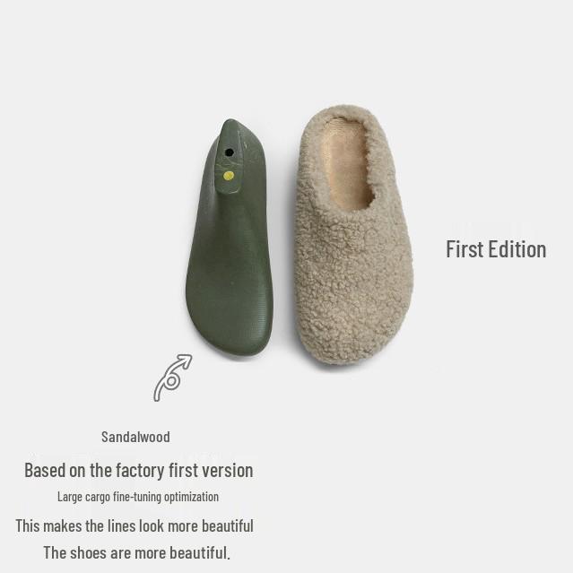 2025 Winter Women's Furry Outdoor Shoes, Velvet-Lined, Thickened, Closed-Toe Fur Slippers, Warm Lambswool Loafers